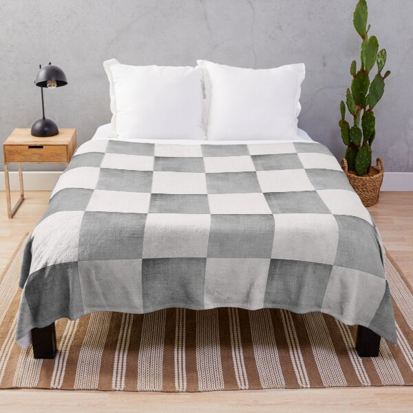 Checkered geometric ivory and gray seamless pattern Throw Blanket