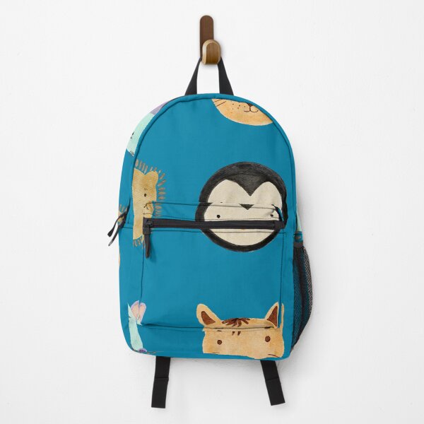Item preview, Cute Watercolor Animal Faces Cat Penguin Hippo Bear Zoo - Blue designed and sold by StudioAkubi.
