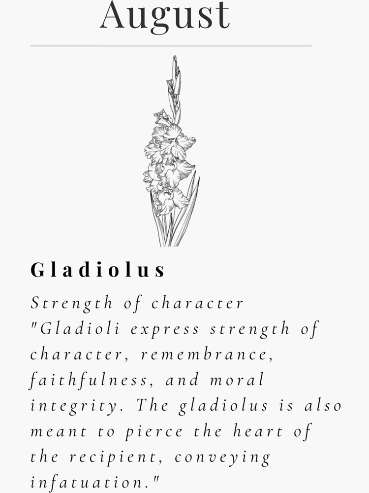 Minimalistic Birth flower August Gladiolus flower meaning Strength