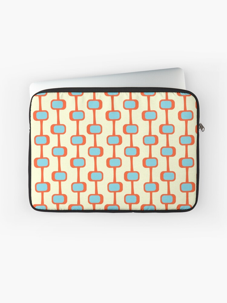 Thumbnail 1 of 2, Laptop Sleeve, Mid Century Modern Orange and Turquoise Pattern designed and sold by CarlaBaremb.