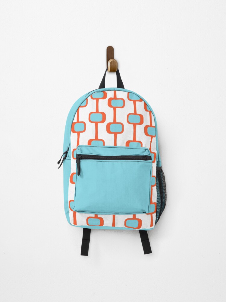 Thumbnail 1 of 3, Backpack, Mid Century Modern Orange and Turquoise Pattern designed and sold by CarlaBaremb.