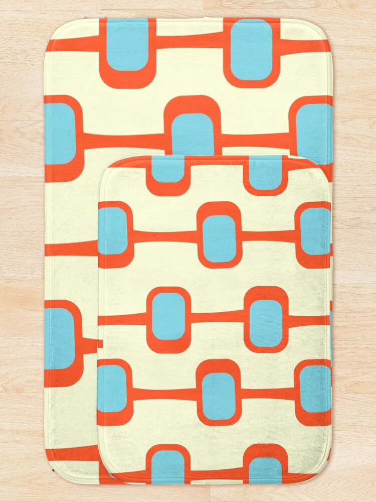 Thumbnail 5 of 6, Bath Mat, Mid Century Modern Orange and Turquoise Pattern designed and sold by CarlaBaremb.