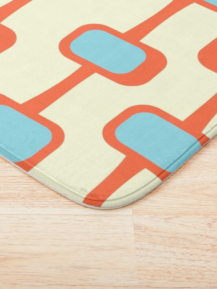 Thumbnail 3 of 6, Bath Mat, Mid Century Modern Orange and Turquoise Pattern designed and sold by CarlaBaremb.