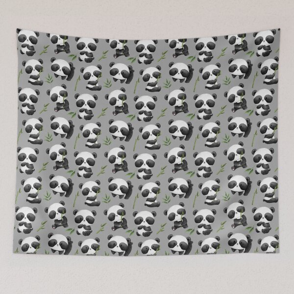 Item preview, Panda bear and bamboo leaves baby nursery pattern, decor kids room designed and sold by portrait4you.