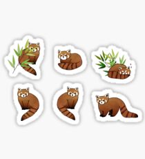 Red Panda & Bamboo Leaves Pattern Sticker