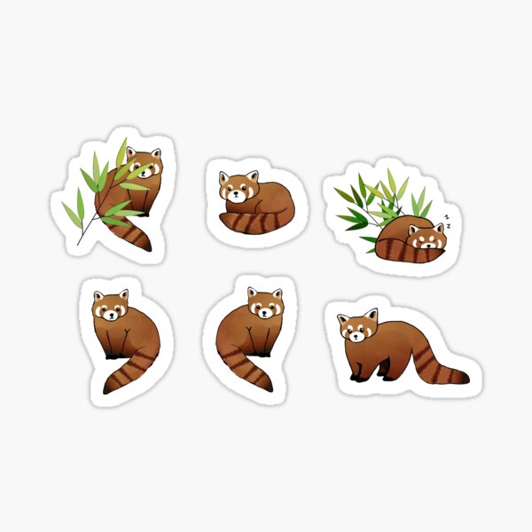 Red Panda & Bamboo Leaves Pattern Sticker