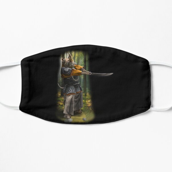Exclusive Hand Drawn Samurai Rhino | Samurai Collection Item-10 (Rhino) | by Rendigart Studio Flat Mask