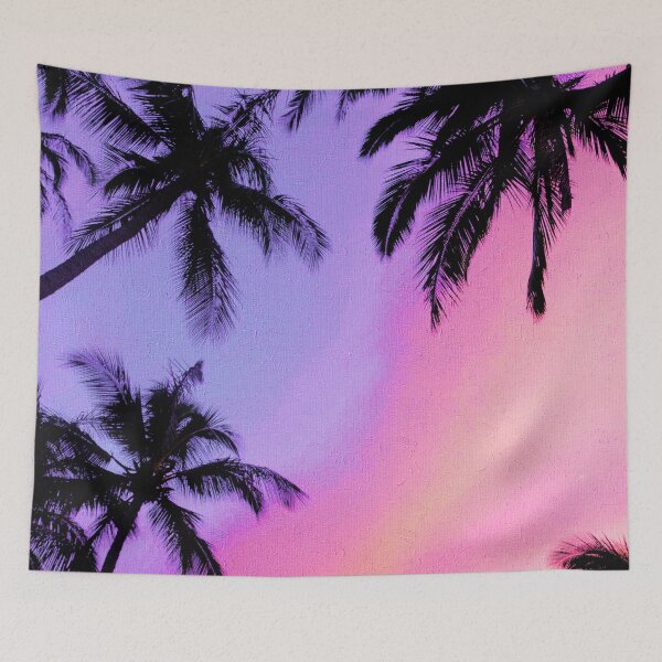 Item preview, Dreamy Pastel Sunset Sky With Palms, Pink And Purple Cotton Candy Clouds Sky, Pastel Floss Sky designed and sold by Paintcorner.