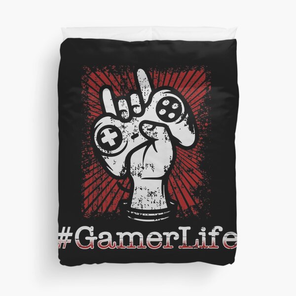 Gamer Life Gift Idea For Gamers Video Game Lovers Players Duvet Cover