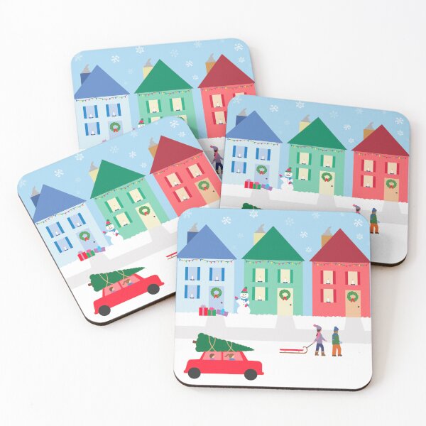 Christmas Cottages Coasters (Set of 4)
