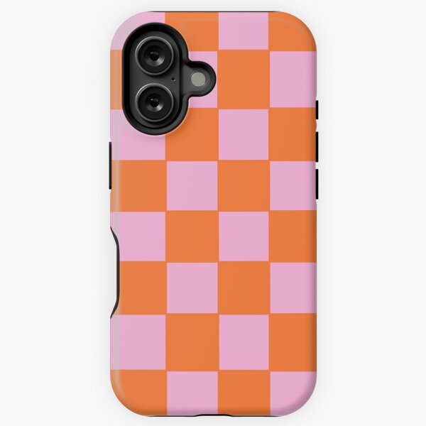 Vista previa del artículo con la obra «Cuadrícula de cuadros naranja y rosa», diseñado y vendido por OneThreeSix.
