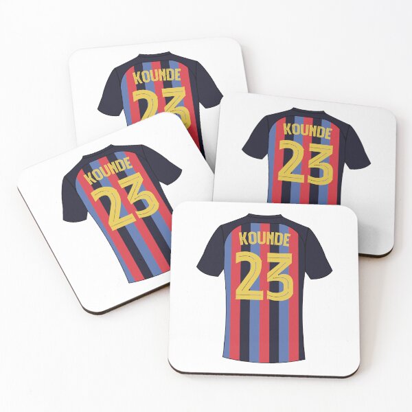 Artikelvorschau, Jules Kounde Barcelona Fußballtrikot Nummer 23 entworfen und verkauft von Justtrendytees.