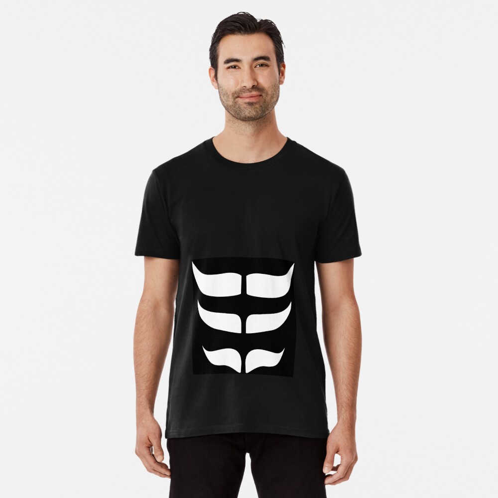 "White on Black design Six pack Abs, Abdominals" Tshirt for Sale by T