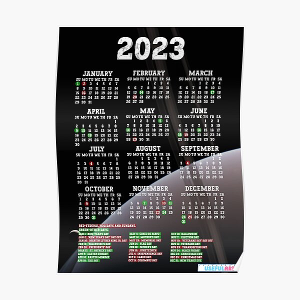 Póster Calendario De Estados Unidos 2023 Con DÍas Festivos No14 De Usefulart Shop Redbubble 5083
