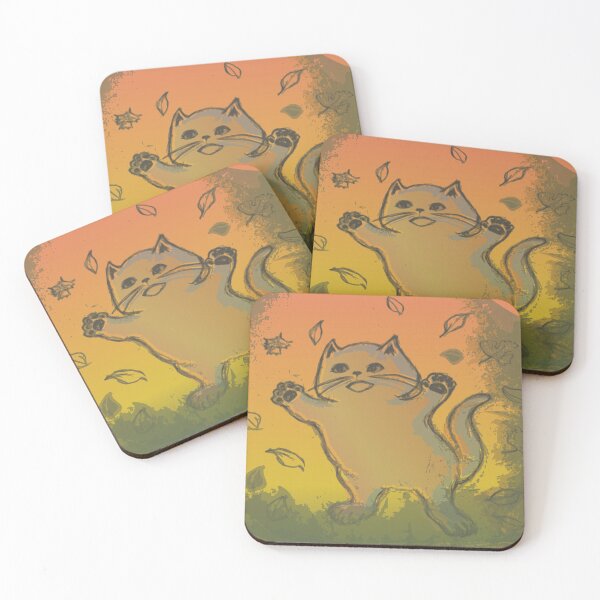 Item preview, cute cat playing leaves autumn designed and sold by MiraNomegusta.