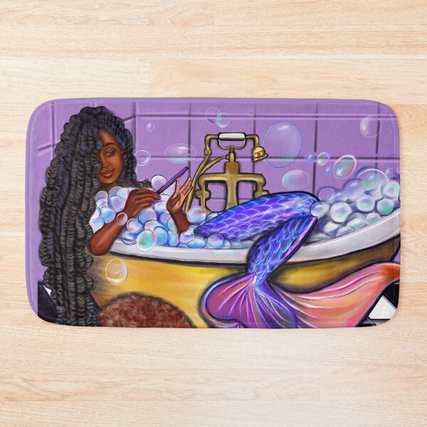 Item preview, Mermaid cozy vibes Brown Dark skin mermaid relaxing - self care cottage core aesthetic  designed and sold by Artonmytee.