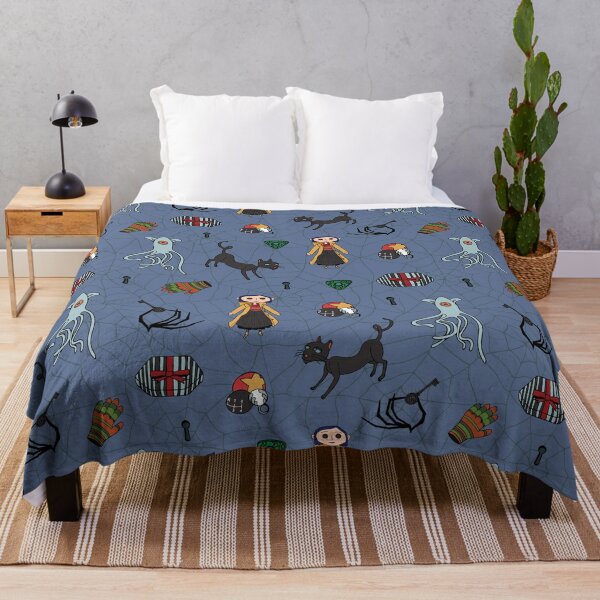 Blue Coraline Pattern Throw Blanket