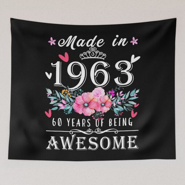 Item preview, Floral 60th birthday gifts for women, Made In 1963 Birthday designed and sold by cheerymid-cours.
