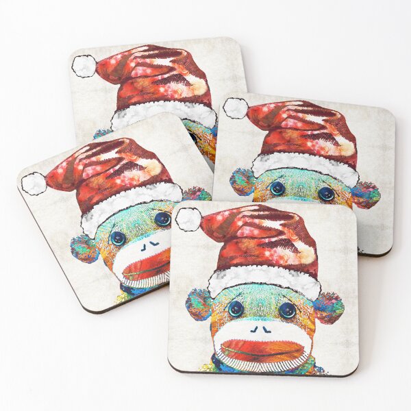Item preview, A Jolly Sock Monkey Festive Holiday Art designed and sold by Sharon Cummings Art.