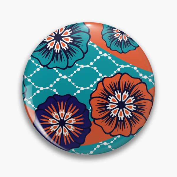 Item preview, African Fabric Wax Print Kente Ankara Ethnic Tribal Exotic Turquoise Orange designed and sold by StudioAkubi.