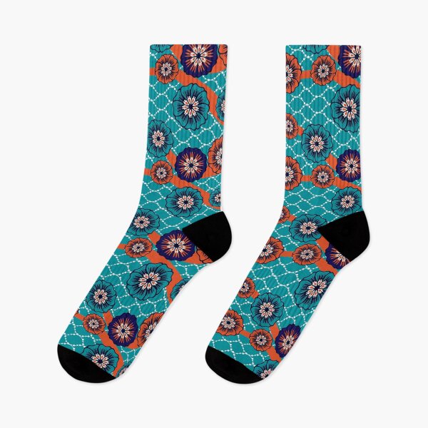 Item preview, African Fabric Wax Print Kente Ankara Ethnic Tribal Exotic Turquoise Orange designed and sold by StudioAkubi.