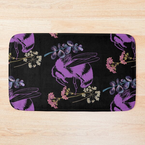 Item preview, Purple Silhouette Bumblebee & Wildflowers Illustration Design designed and sold by EarthArtDesigns.
