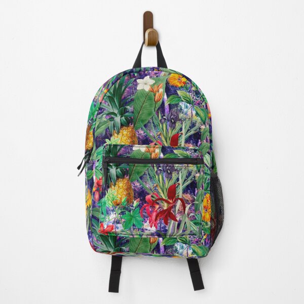 Item preview, Trendy tropical foliage exotic floral pattern, leaves and flowers tropical pattern, botanical illustration, dark purple floral illustration designed and sold by ZeinabTaha.