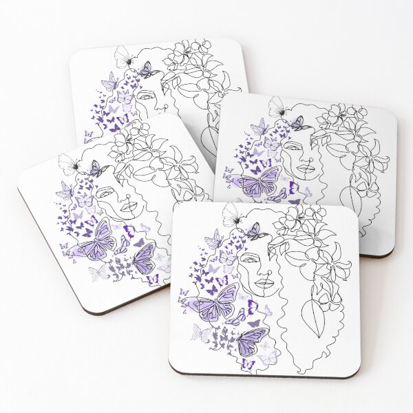 Item preview, curly hair girl with purple butterflies designed and sold by kaelinmeicher.
