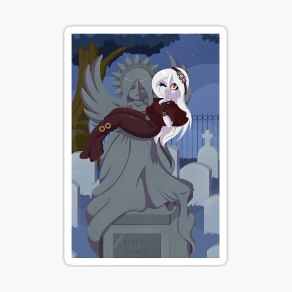 Graveyard Vampire Illustration Halloween Storybook Sticker
