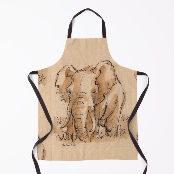 Item preview, "Pensive" Elephant Ink Wash Painting designed and sold by Rebecca Rees.