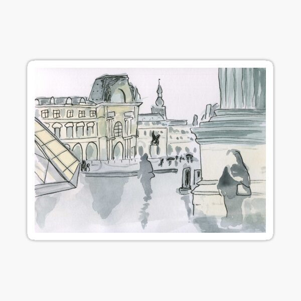 Rainy day at Louvre Sticker