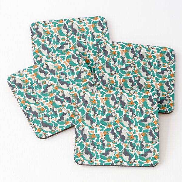 Item preview, Little puffin teal and orange pattern designed and sold by littlethistle.