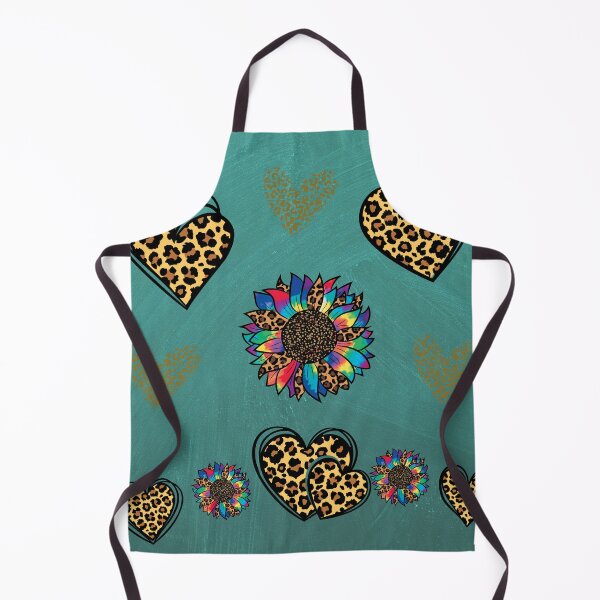 Item preview, Leopard Print Hearts Bright Colored Flowers on Turquoise Background designed and sold by LanaDevon.