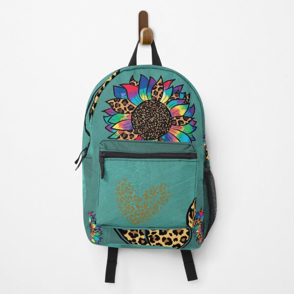 Item preview, Leopard Print Hearts Bright Colored Flowers on Turquoise Background designed and sold by LanaDevon.