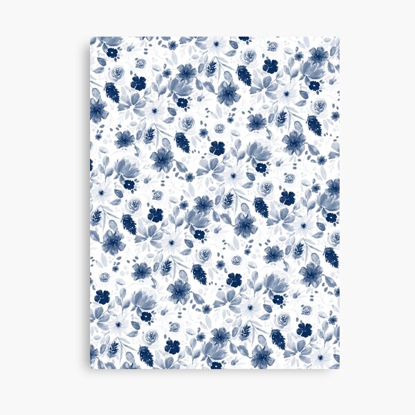Item preview, Indigo Blue Flowers Pattern - White designed and sold by Lupita  Blu.
