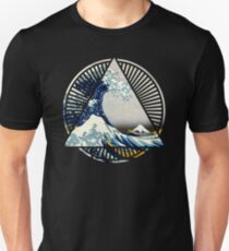 Camiseta ajustada Vintage Hokusai Monte Fuji gran tsunami Wave manga geométrica japonesa camiseta