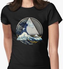 Vintage Hokusai Mount Fuji Great Tsunami Wave Japanese Geometric Manga Shirt Women's Fitted T-Shirt