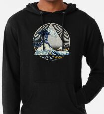 Vintage Hokusai Mount Fuji Great Tsunami Wave Japanese Geometric Manga Shirt Lightweight Hoodie