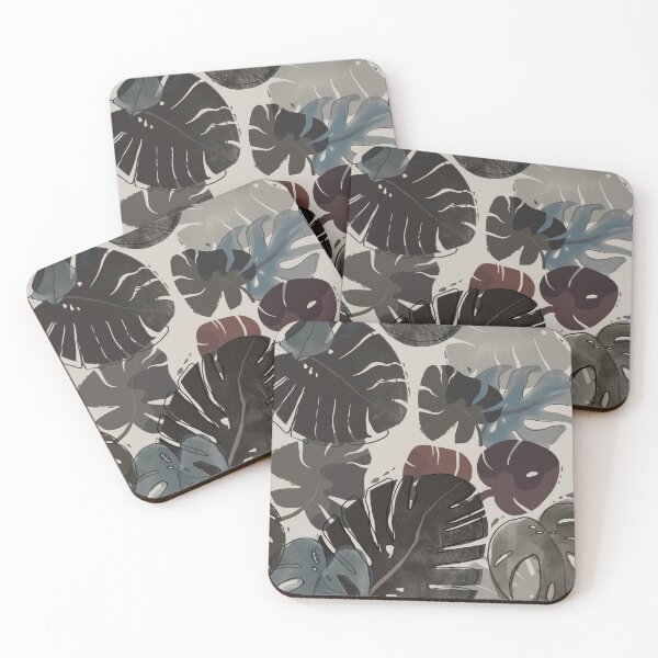 Item preview, Monstera Leafs Red and Blue Low saturation designed and sold by WildwaterDesign.