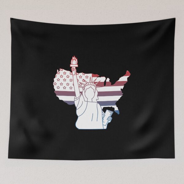 Item preview, Statue Of Liberty With American Map Stickers & Tshirts  designed and sold by Yassin  KM.