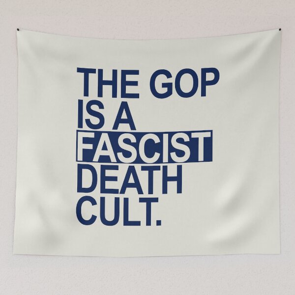 Item preview, The GOP is a FASCIST death cult - navy blue designed and sold by Thelittlelord.