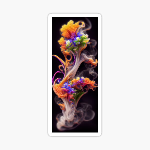 Smokey Fractal Flowers 004 Sticker