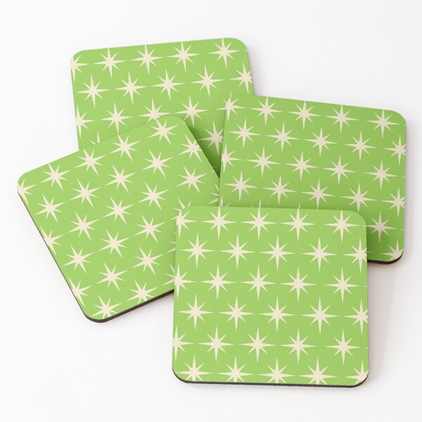 Item preview, Mid century modern white  atomic star on lime green  designed and sold by Yasminepatterns .