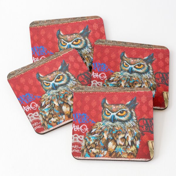 Bushwick Tiger Owl Coasters (Set of 4)