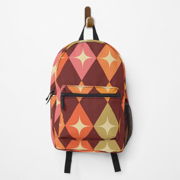 Item preview, Mid century modern stars on retro diamonds in pink, orange and green designed and sold by Yasminepatterns .