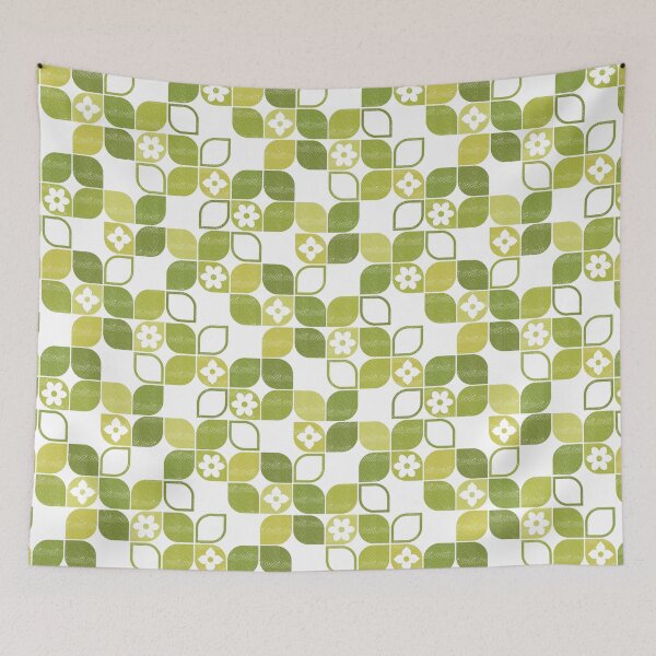 Item preview, Green Retro 70s Flowers  designed and sold by WickedRefined - Nicole Demereckis.