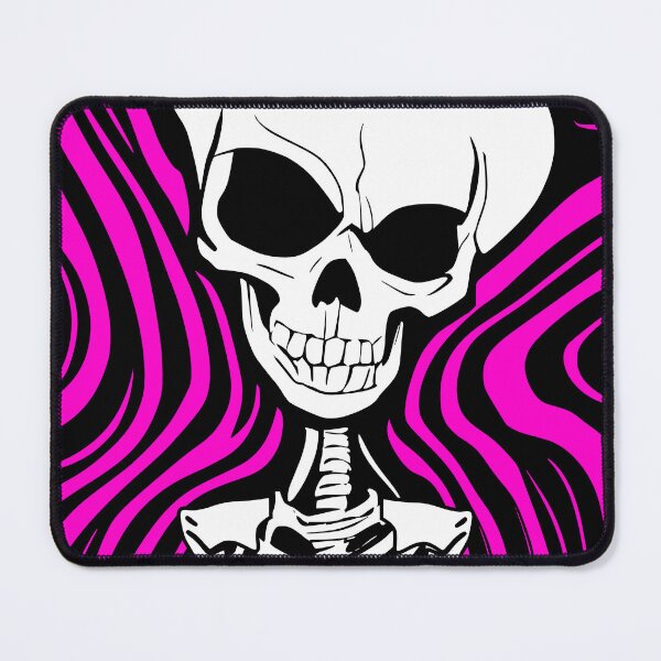 Item preview, Halloween Grinning Skeleton with Magenta Background designed and sold by HalloweenThings.