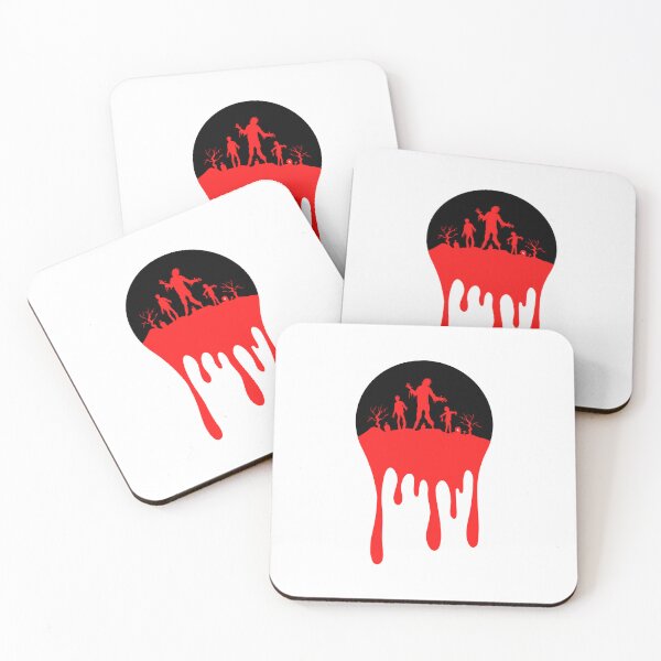 Item preview, Zombies marching with blood dripping effect - White designed and sold by CreepyCurator.