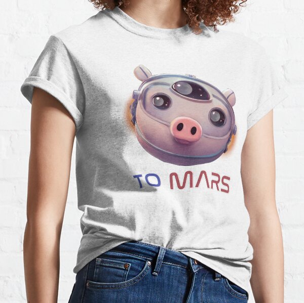Piggy spaceship going to Mars logo Classic T-Shirt