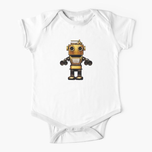 Gold Robot Short Sleeve Baby One-Piece